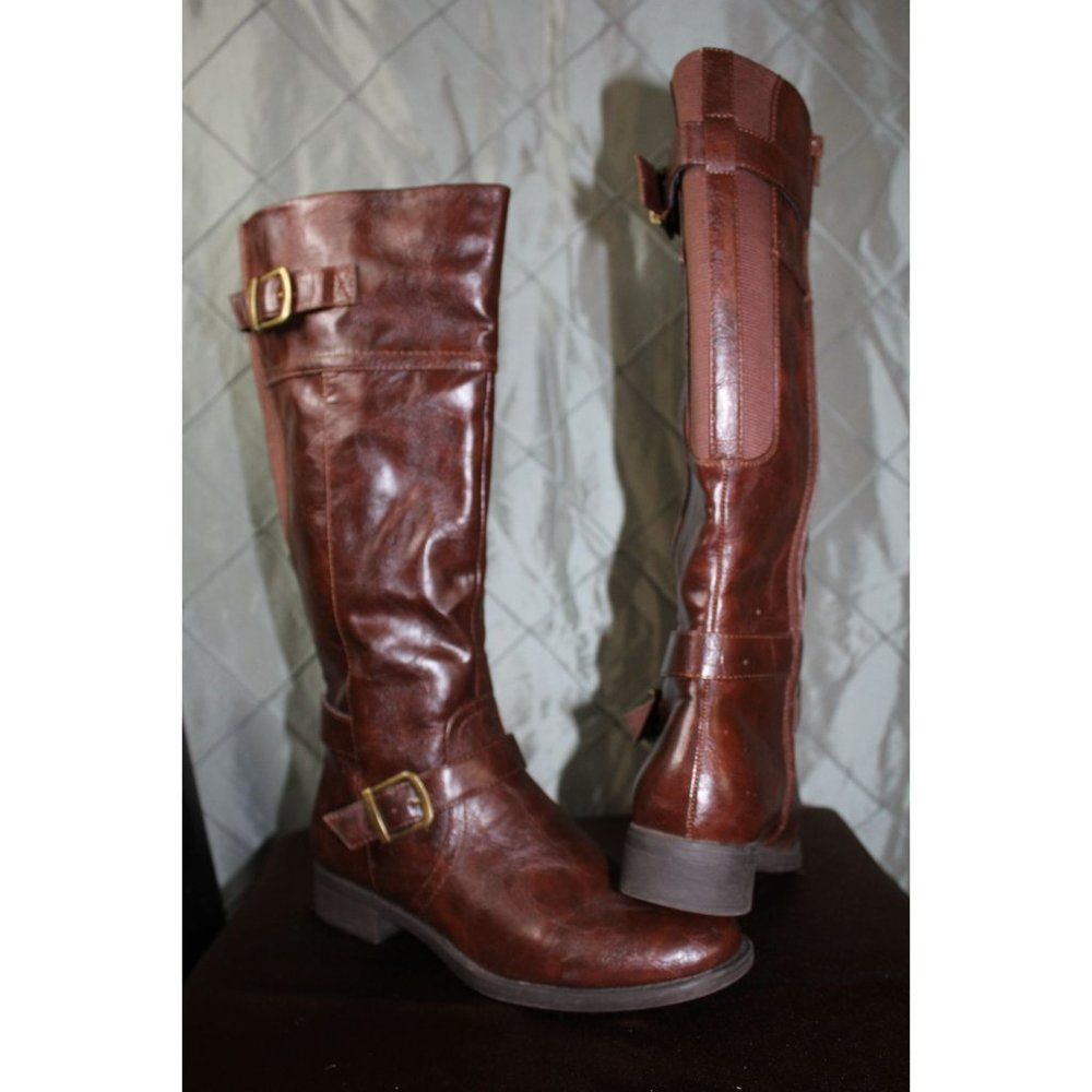 Kim Rogers Rikki Below the Knee Brown Faux Leather Boot - Size 8M